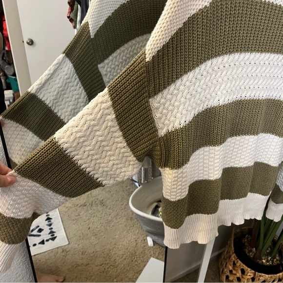 🫶 A New Day Olive & Cream Chunky Knit Slouch Sweater Sz XL | Cozy Knit Sweater - Picture 5 of 6